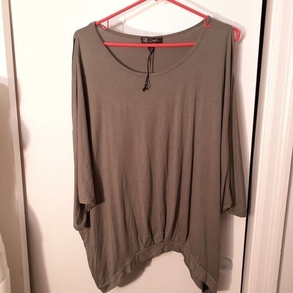 Dg2 top nwot soft knit cold shoulder shirt l xl 1x diane Gilman casual office - Picture 1 of 6